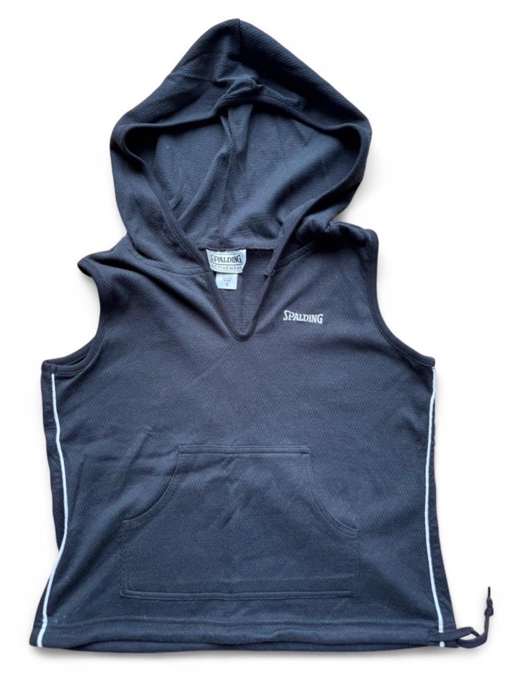 Vintage Spalding Black Sleeveless Hooded Tank